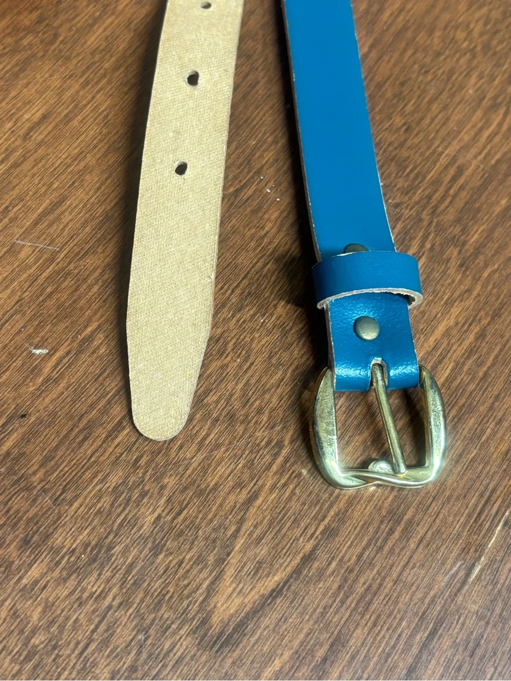 Vintage Blue Leather Belt